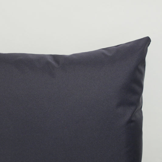 Navy Outdoor Cushion Closeup. Waterproof. Personalised Text.
