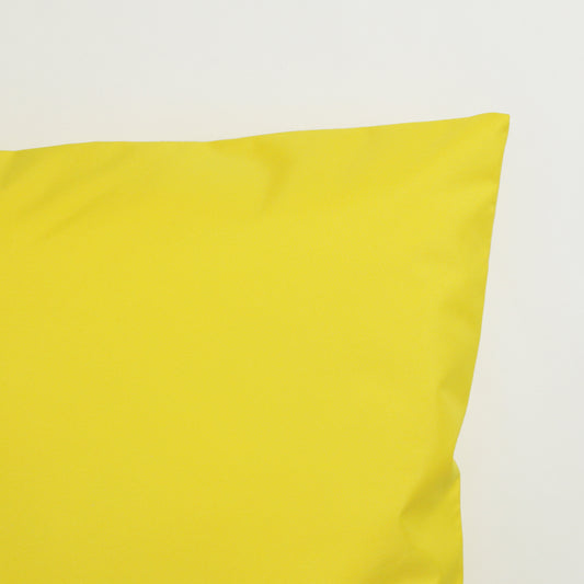 Yellow Outdoor Cushion Closeup. Waterproof. Personalised Text.