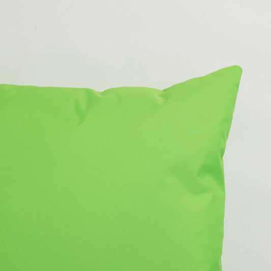 Green Outdoor Cushion Closeup. Waterproof. Personalised Text.