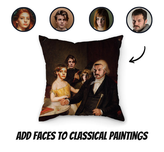 Personalised Photo Classic Painting Pillow | 4 People | Fab Gifts | How to Add Faces To Classic Painting Cushion