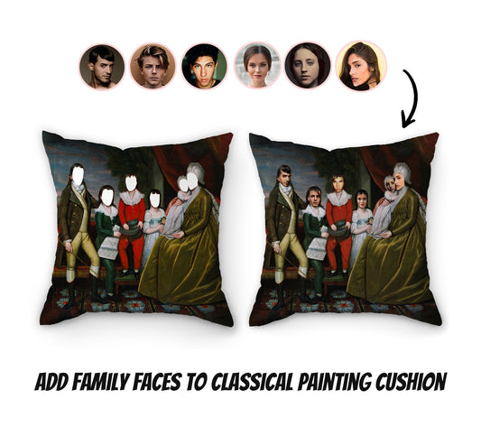 Personalised Photo Classic Painting Pillow | 6 People | Fab Gifts | How to Add Faces To Classic Painting Cushion