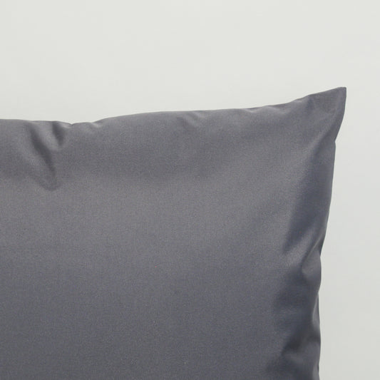 Grey Outdoor Cushion Closeup. Waterproof. Personalised Text.