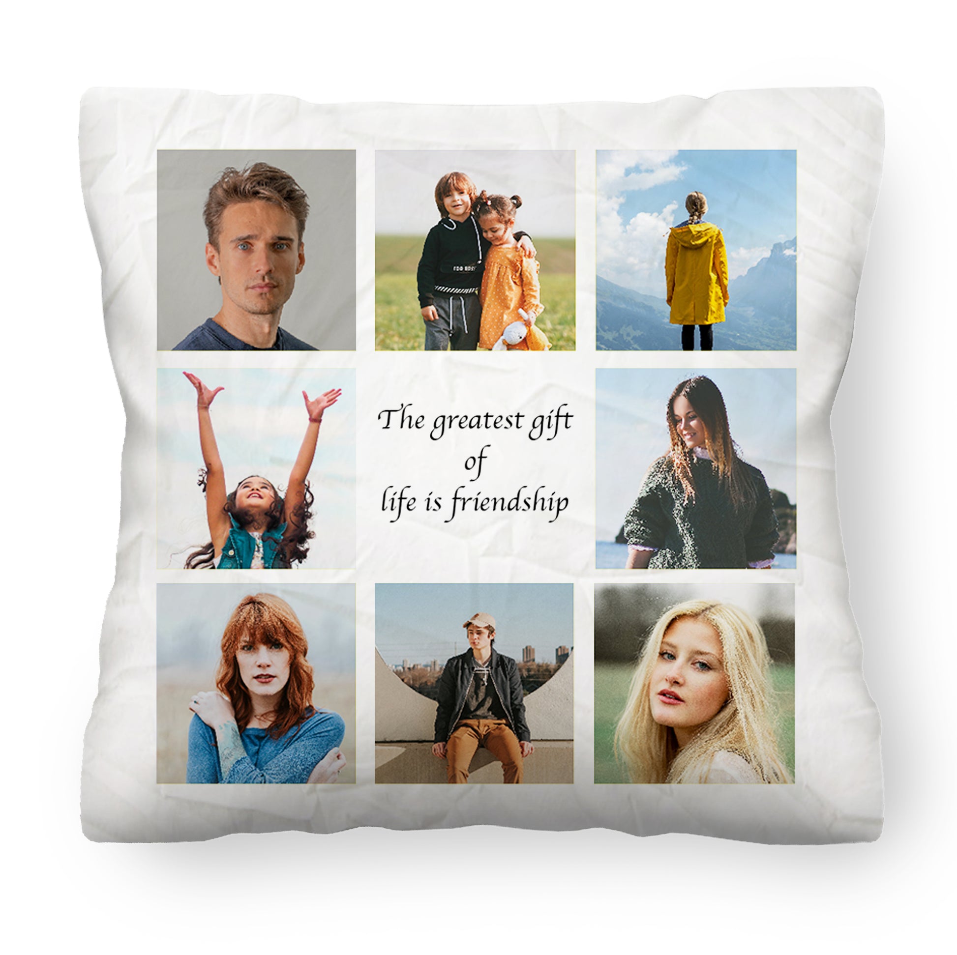 Personalised 8 Photo Text Cushion, Filled, 30cm by 30cm