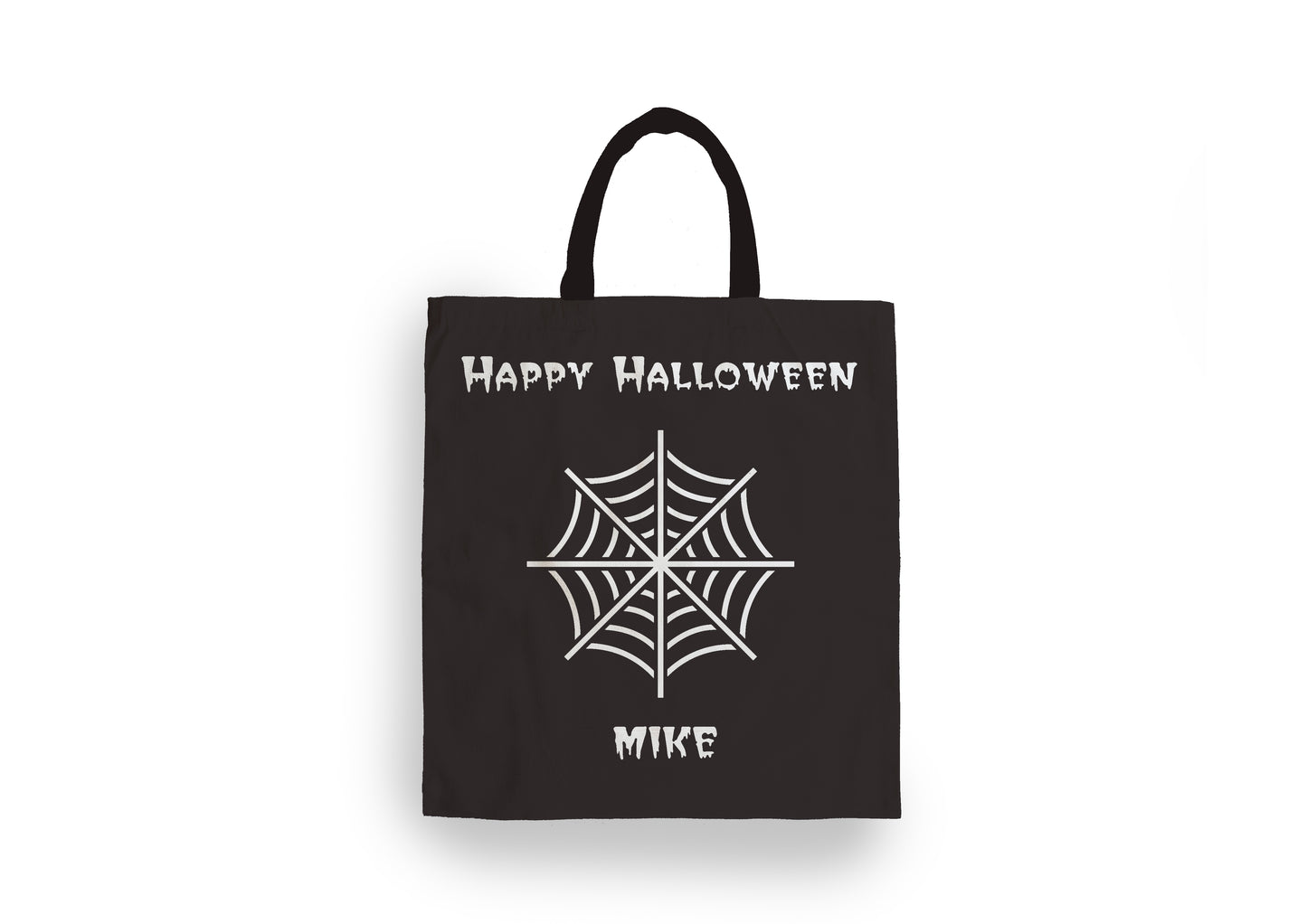 Spider Web Happy Halloween Tote Bag with Name