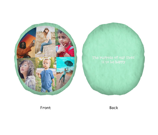 Personalised Cushion Face Photo Green, Large 55 x 49 cm