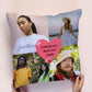 Personalised Heart Shaped Photo Collage Cushion | 30x30cm | Fab Gifts. Person Holding Cushion.
