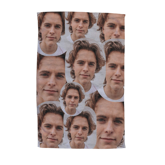 Personalised Photo Face Tea Towel. Single Photo Multi-Face.
