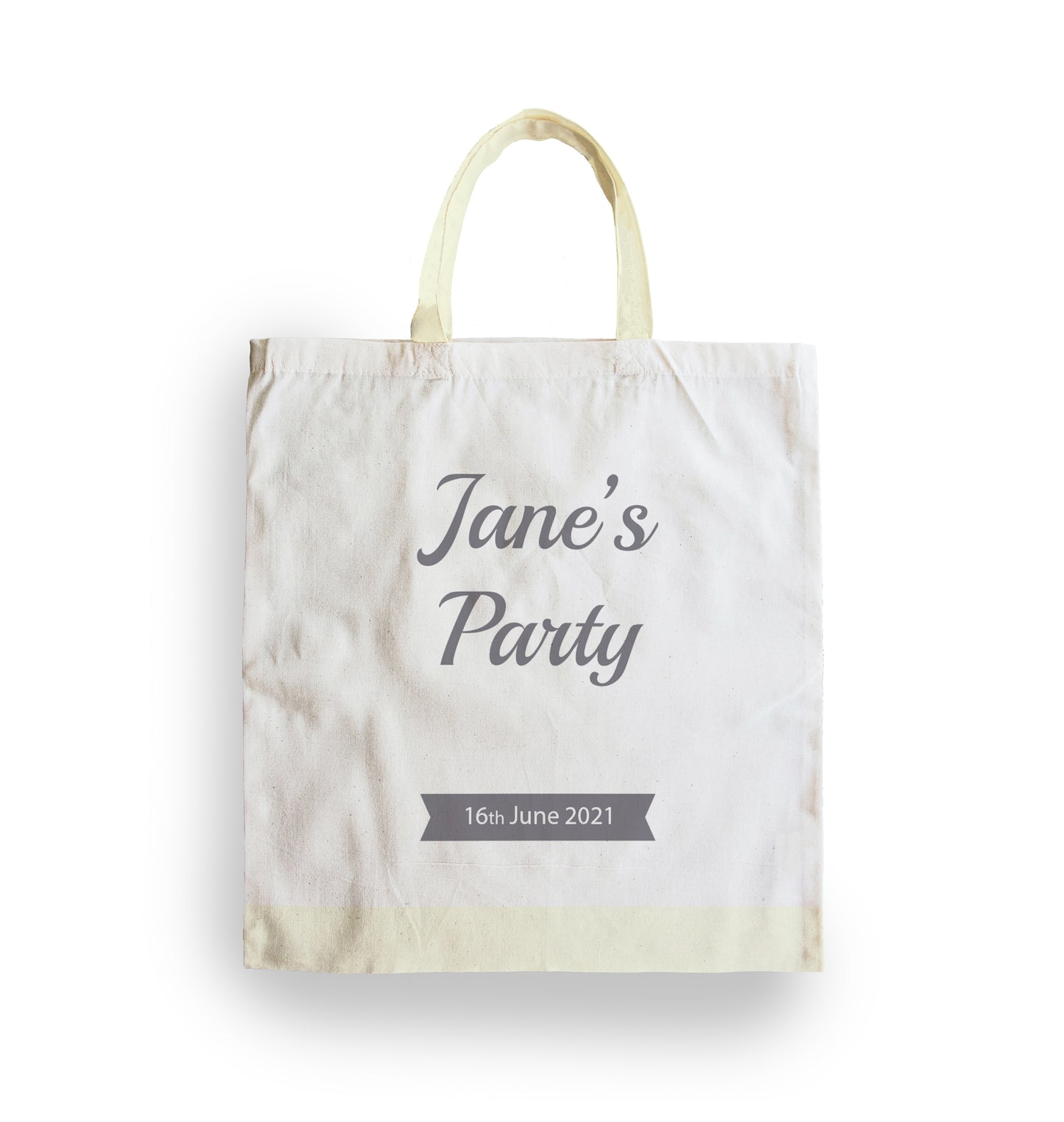 personalised tote bag with text and date