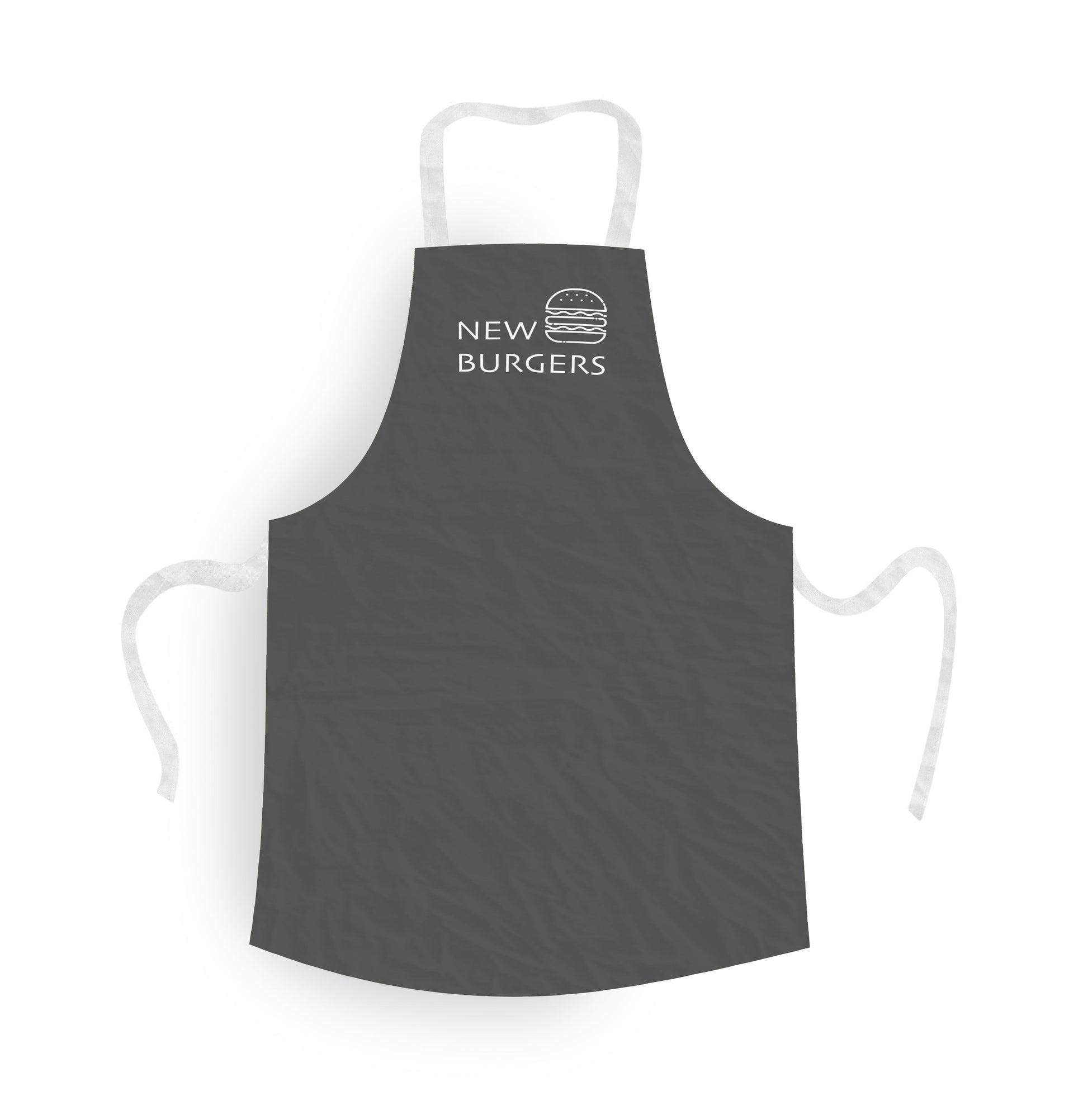 Personaslied Apron with Grey Background and Burger Logo and Text.