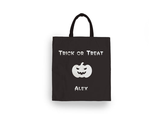 Personalised Halloween Black Pumpkin Tote Bag with Name