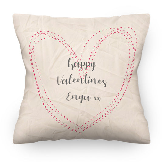 Dotted Heart Valentines Cushion with Text