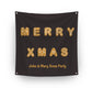 Personalised Christmas Cookie Banner. Black Background. Text says "Merry Xmas", "John & Mary Xmas Party".