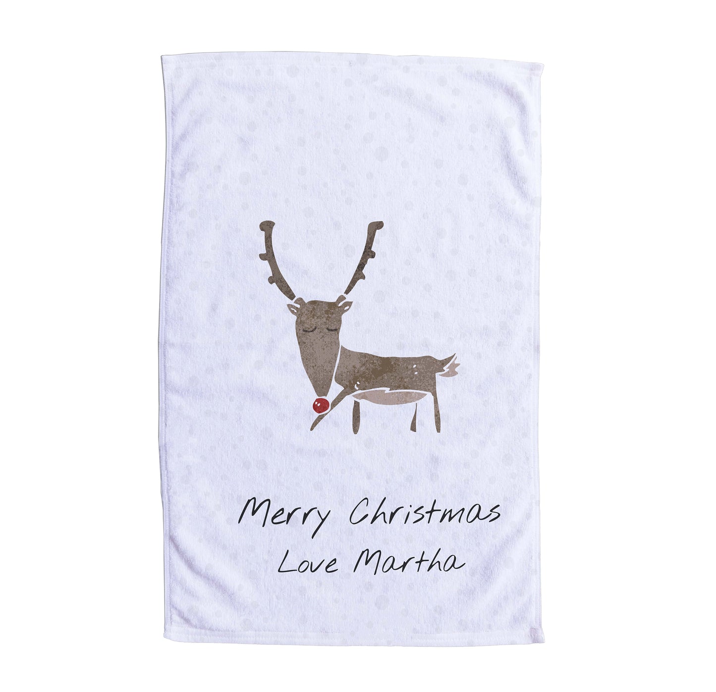 Personalised Photo Christmas Tea Towel. Merry Christmas Personalised Text with Image