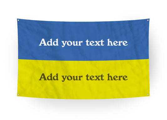 Ukraine Flag with personalised text.