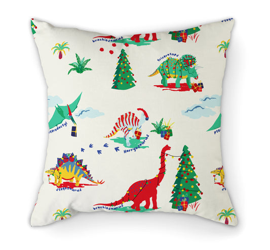 Personalised Christmas Dinosaurs Cushion | 45cm, Back View