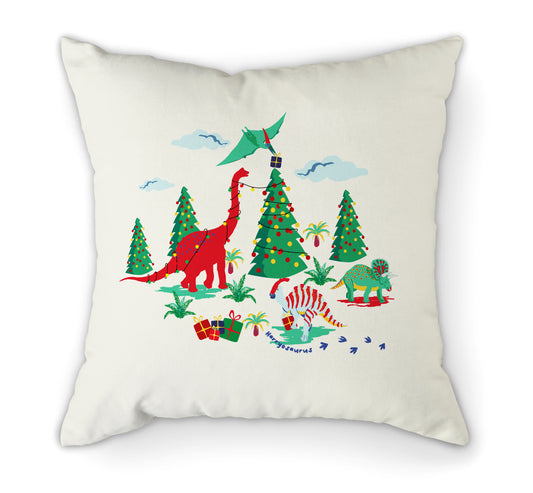 Personalised Christmas Dinosaurs Cushion | 45cm, Front View