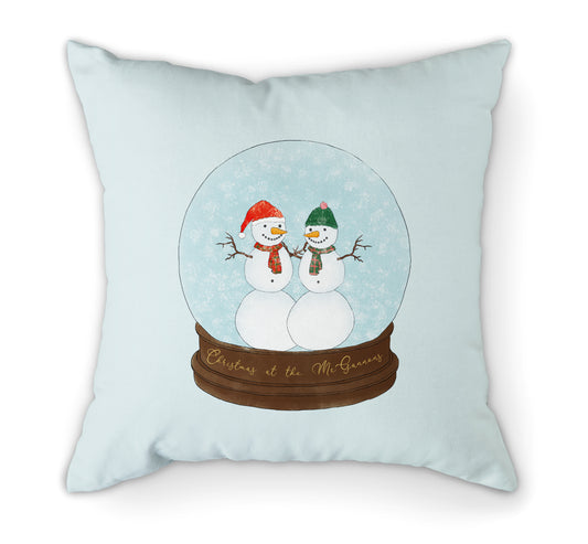 Personalised Cushion Christmas Snowman Snowglobe Couple | 45cm