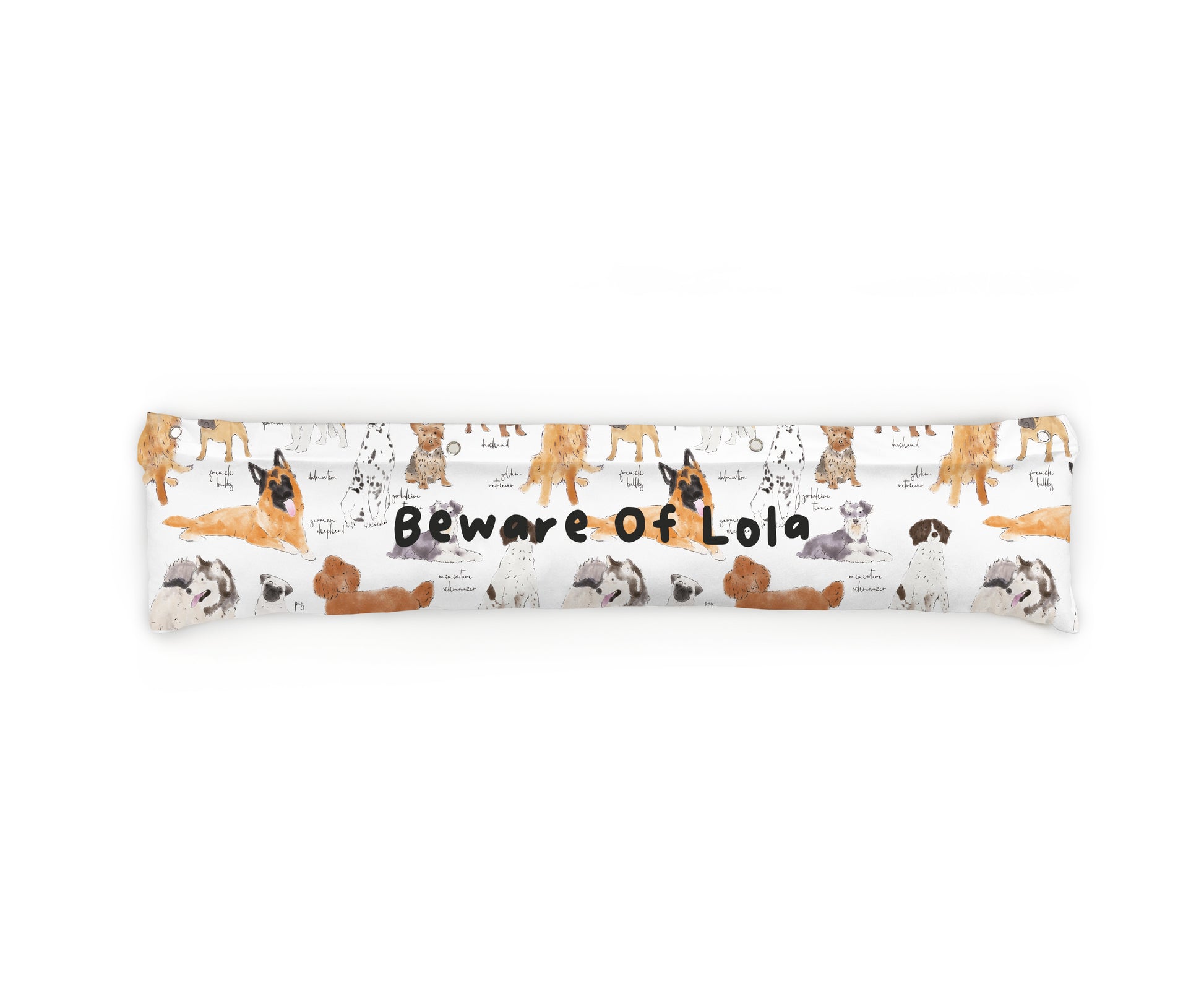 Dog Draught Excluders | 50 X 90cm | Fab Gifts | Text: Beware Of Lola