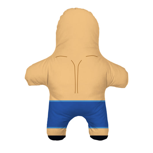 Mini Doll Bodybuilder. Back and Blue Shorts. Rear View.