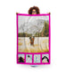 women holding personalised photo fleece blanket, family and friends picture. King bed size.
