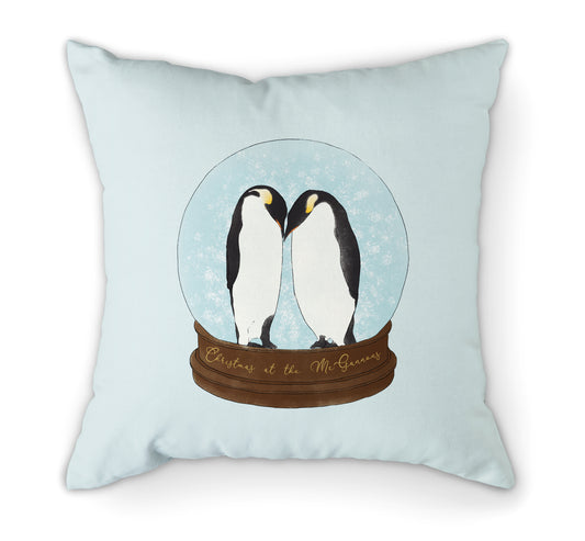 Personalised Cushion Christmas Penguin Couple | 45cm