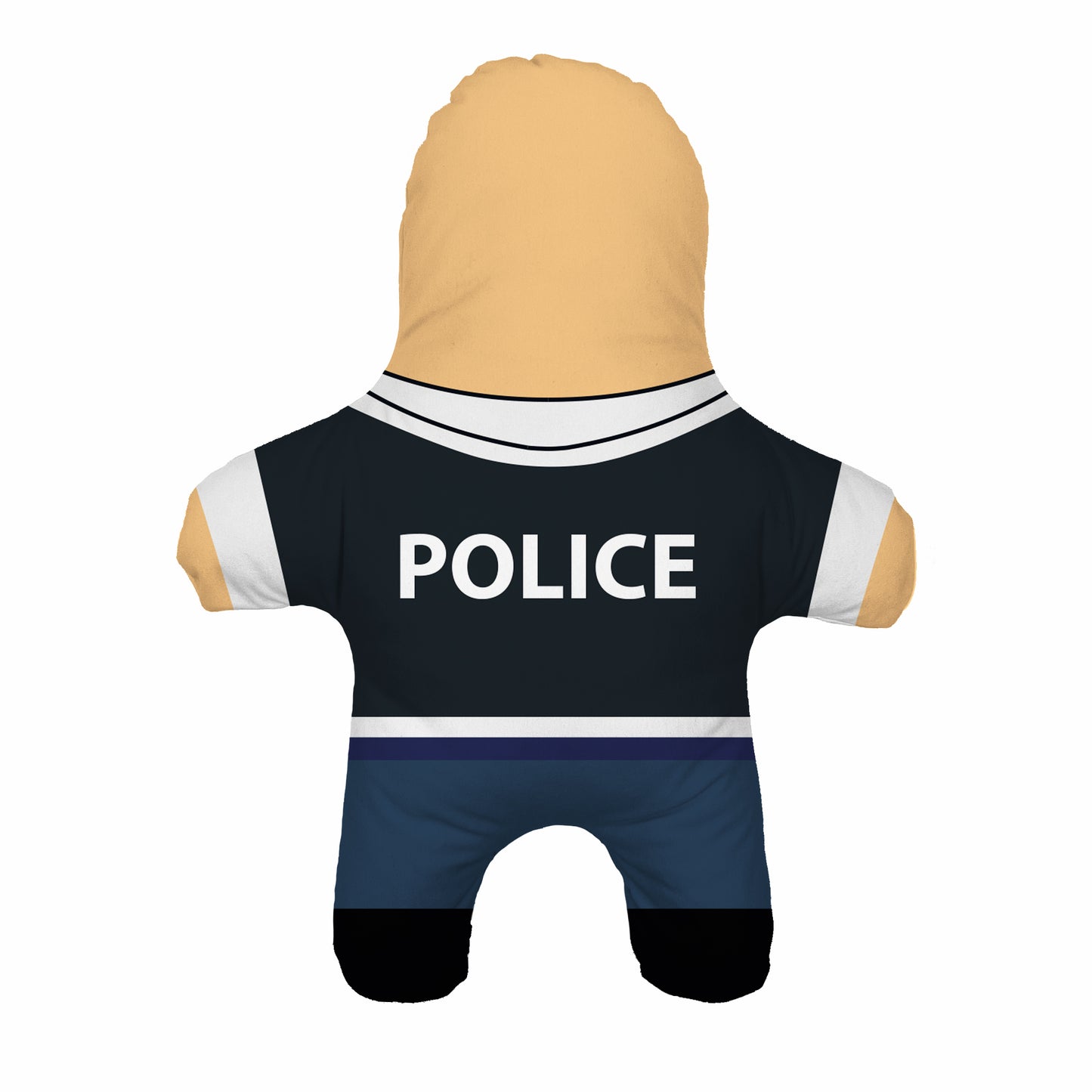 Mini Doll Police Outfit. Police Uniform and Ladies Face. Back View.