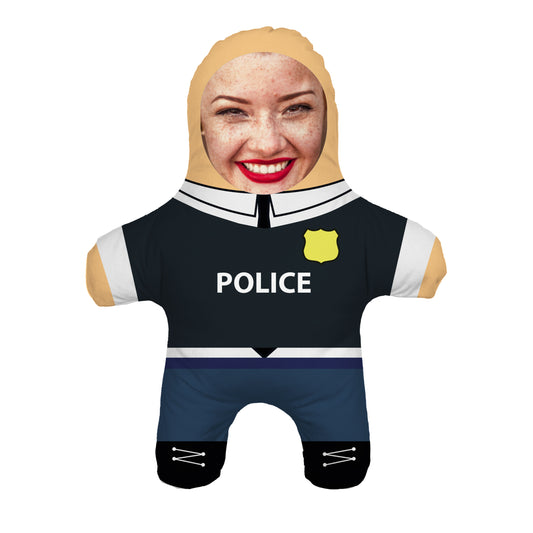 Mini Doll Police Outfit. Police Uniform and Ladies Face. Front View.