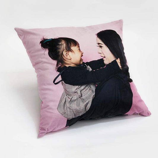 Personalised Photo Cushion, Cover Only, 60cmx60cm, Cotton, Photo of Mom and Daughter on Cushion