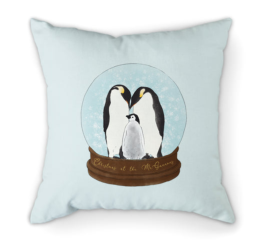 Personalised Cushion Christmas Penguin Family of 3 | 45cm