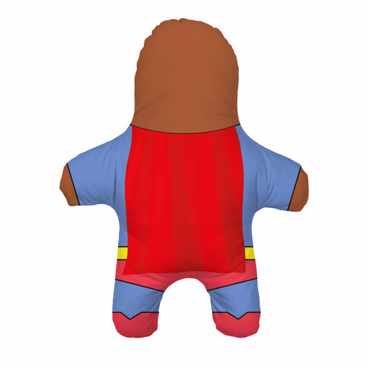 Personalised Superhero Mini Me Doll. Superman Wearing Red Cape. Rear View.