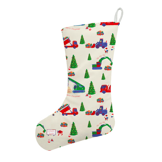 Personalised Christmas Trucks Stocking | Fab Gifts. Back View,