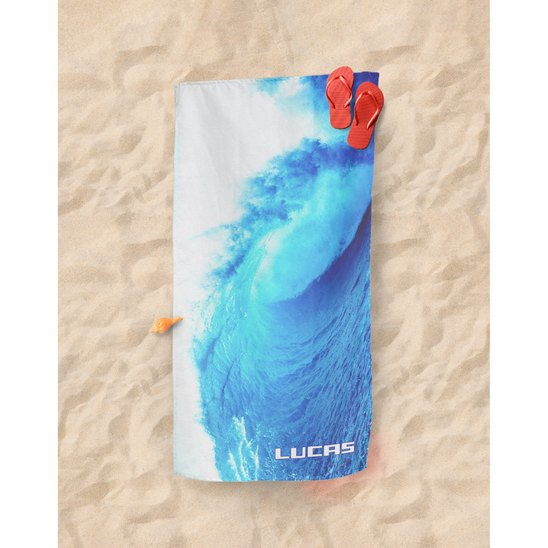 Personalised Sport Towel, Wave | 156x78cm | Fab Gifts. On the Beach.