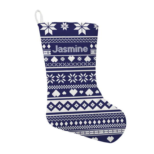 Personalised Christmas Blue Fairisle  Stocking | Fab Gifts