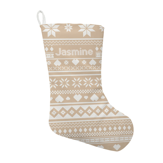Personalised Christmas Neutral Fairisle Stocking | Fab Gifts