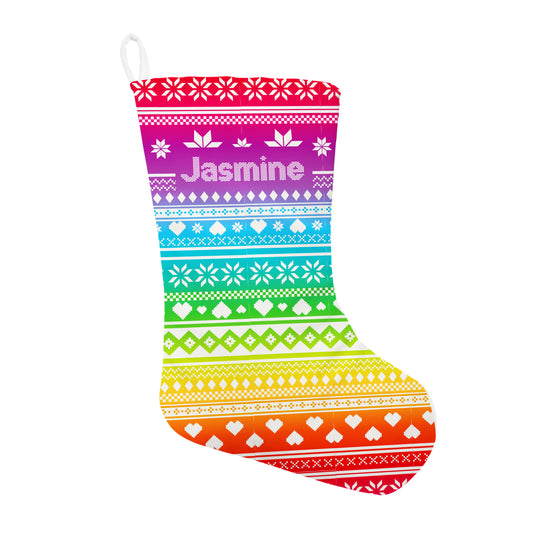 Personalised Christmas Rainbow Fairisle Stocking | Fab Gifts
