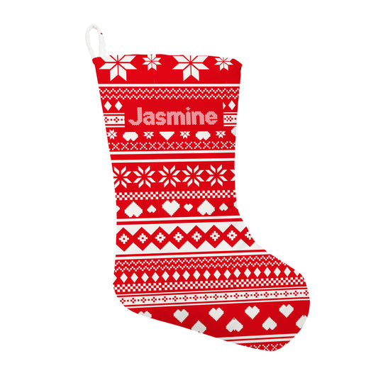 Personalised Christmas Red Fairisle Stocking | Fab Gifts