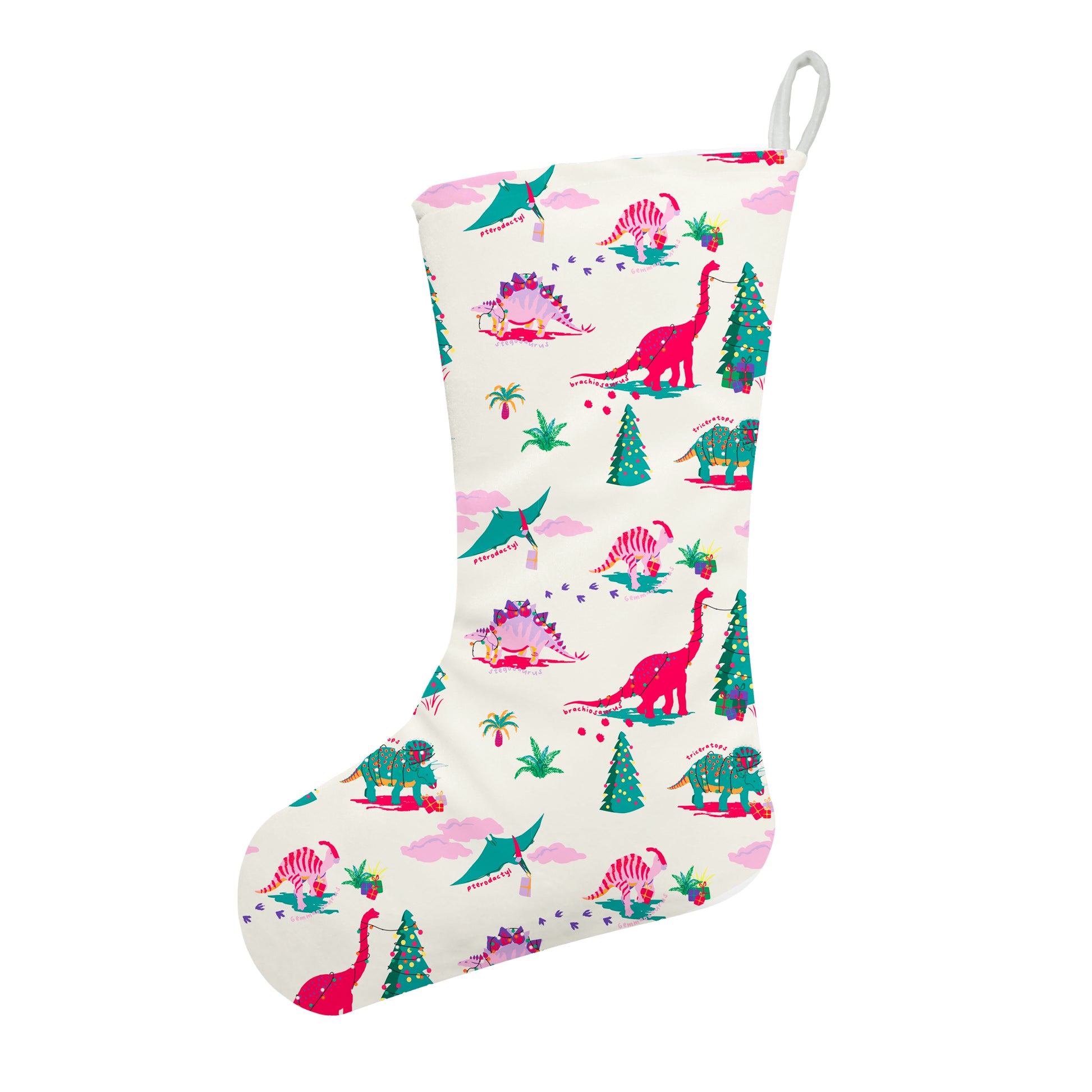 Personalised Christmas Dinosaur Stocking | Fab Gifts, Back View