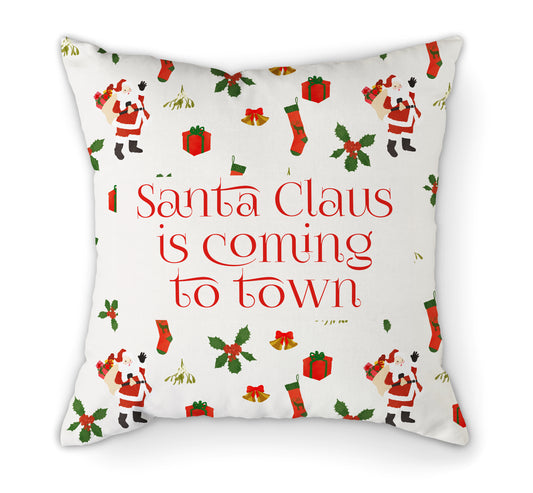 Personalised Cushion Christmas Santa is Coming to Town | 45cm