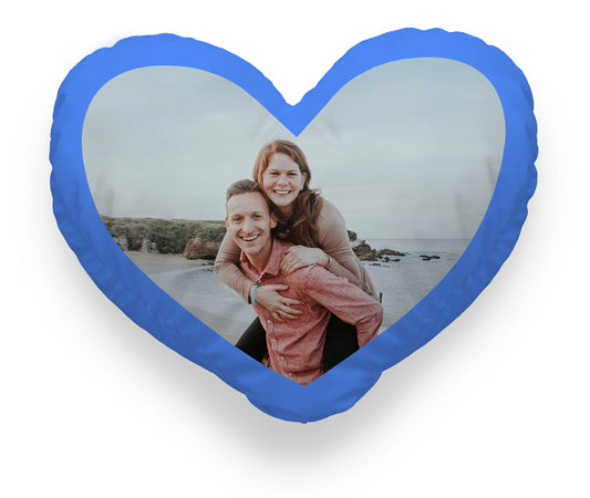 blue heart cushion. couple image.