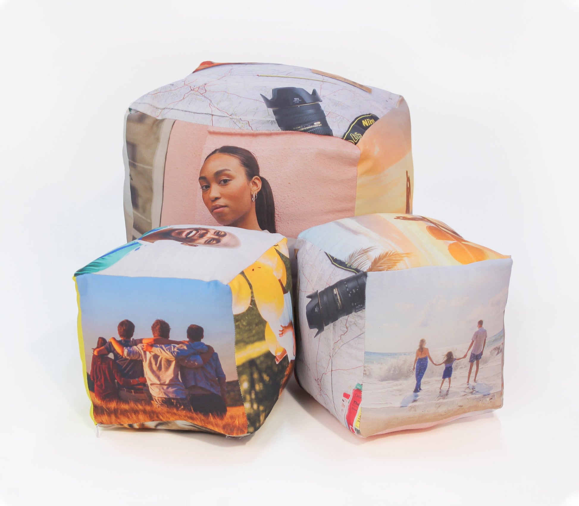 cube cushion with photo collage
