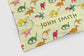 close up of a personalised dino fleece blanket for kids