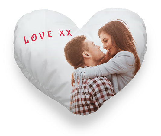Personalised Valentines Heart Cushion Photo, 40 x 40 cm. Couple Image Photo.